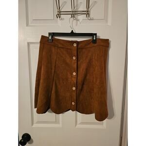NWT Oddi Daniella Faux Suede Button Down Scalloped Mini Skirt 3X